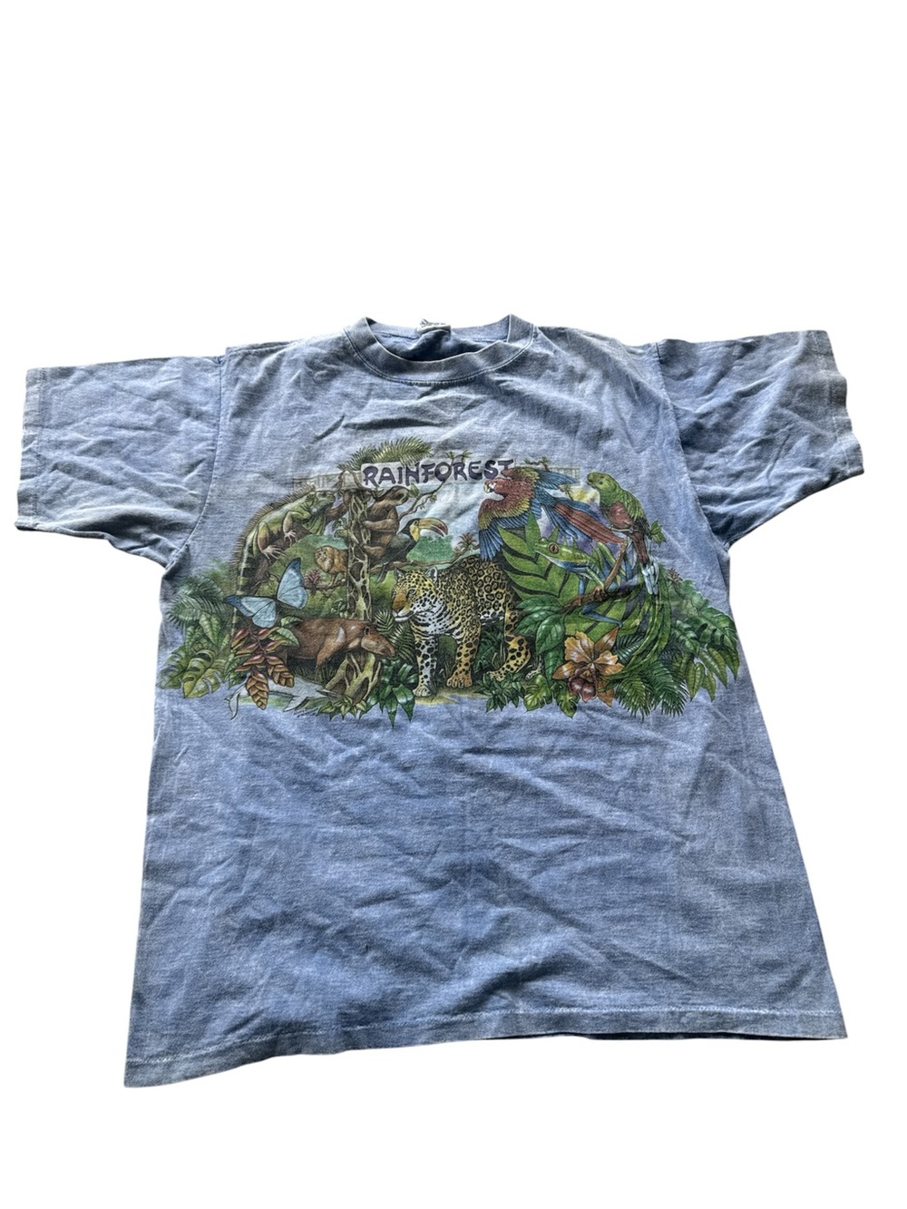 Vintage 90s rainforest size lg shirt with from and back hit single stitch